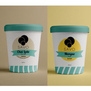 Duo gelato chaï latté & sorbet mangue