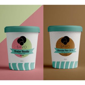 Duo sorbet fraise basilic & gelato chocolat noir 54%